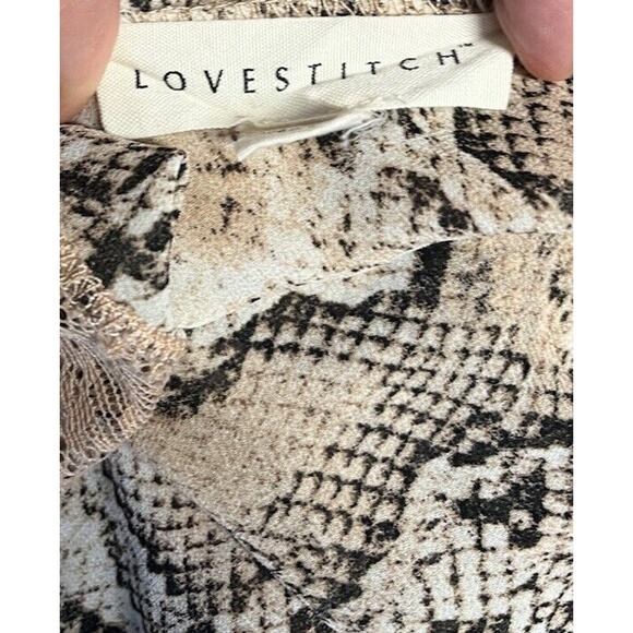 Y2K Snake print lace trim cami tank Beige Brown Size Small Adjustable Straps - Picture 5 of 9